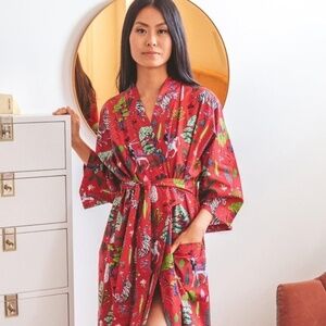 NWT Anthropologie Printfresh Antelope's Forest Robe SM/M
